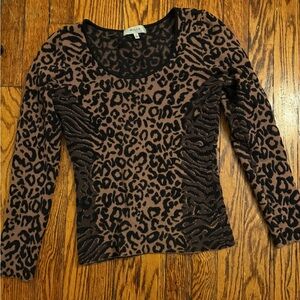 MILLY long sleeve leopard / cheetah animal print sweater size small